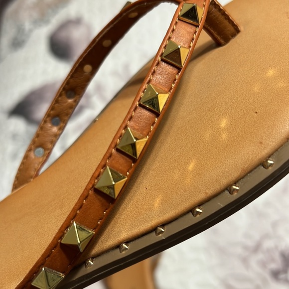 Brown Strap Sandals with Gold Studs - Picture 2 of 6